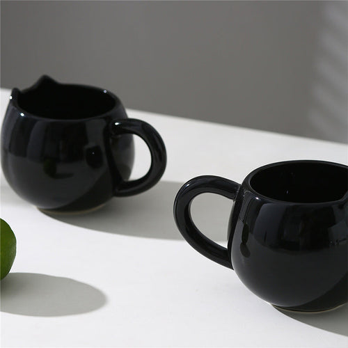 Black Cat - Hand-painted Coffee Tea Mug 12 oz