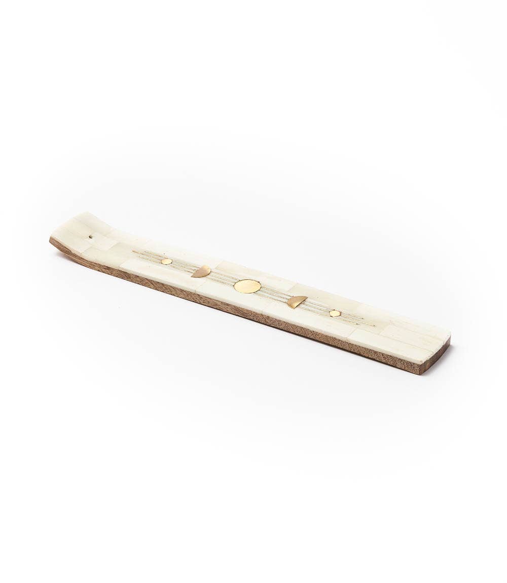 Indukala Moon Phase Incense Holder - Hand Carved Bone
