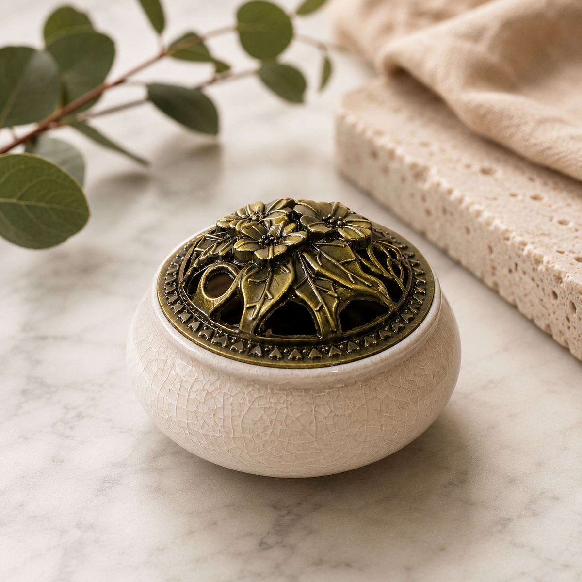 Ceramic Incense Burner & Smudge Bowl – Handmade Ritual Incense Holder for Altar & Meditation