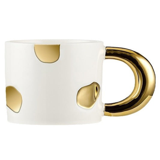Gold-Plated Polka Dot Coffee Tea Mug 12 oz