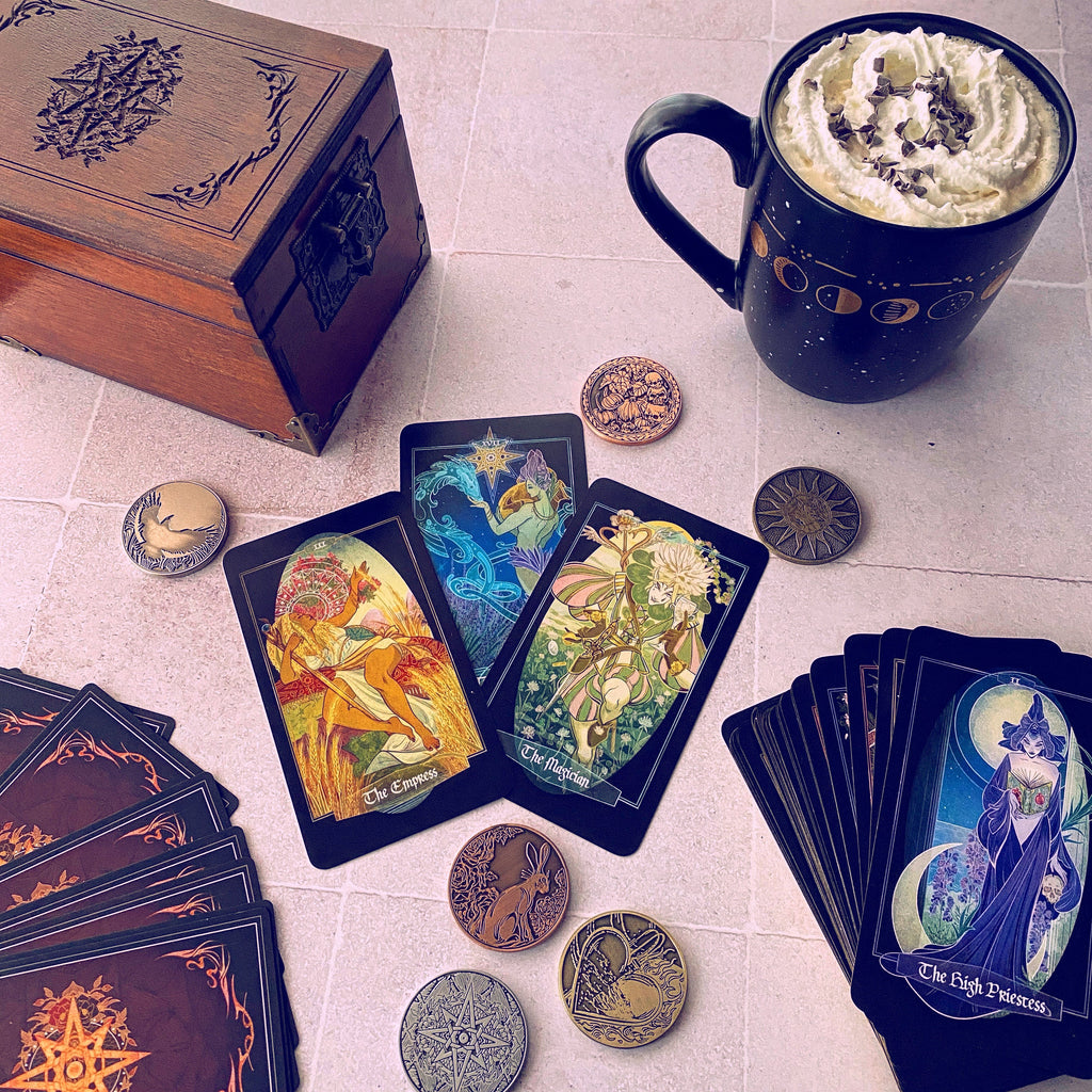 Children of Ostara Tarot Deck & Book Set Black Edition – Award-Winning 78-Card Botanical Tarot