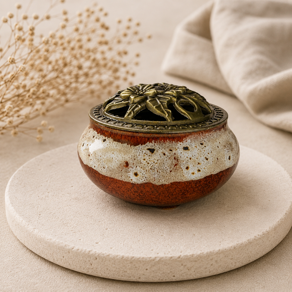 Ceramic Incense Burner & Smudge Bowl – Handmade Ritual Incense Holder for Altar & Meditation
