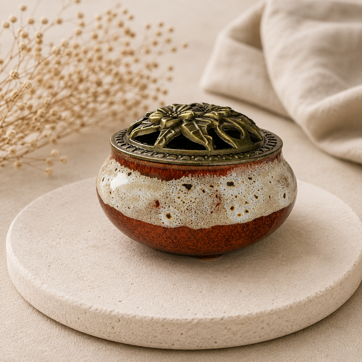 Ceramic Incense Burner & Smudge Bowl – Handmade Ritual Incense Holder for Altar & Meditation