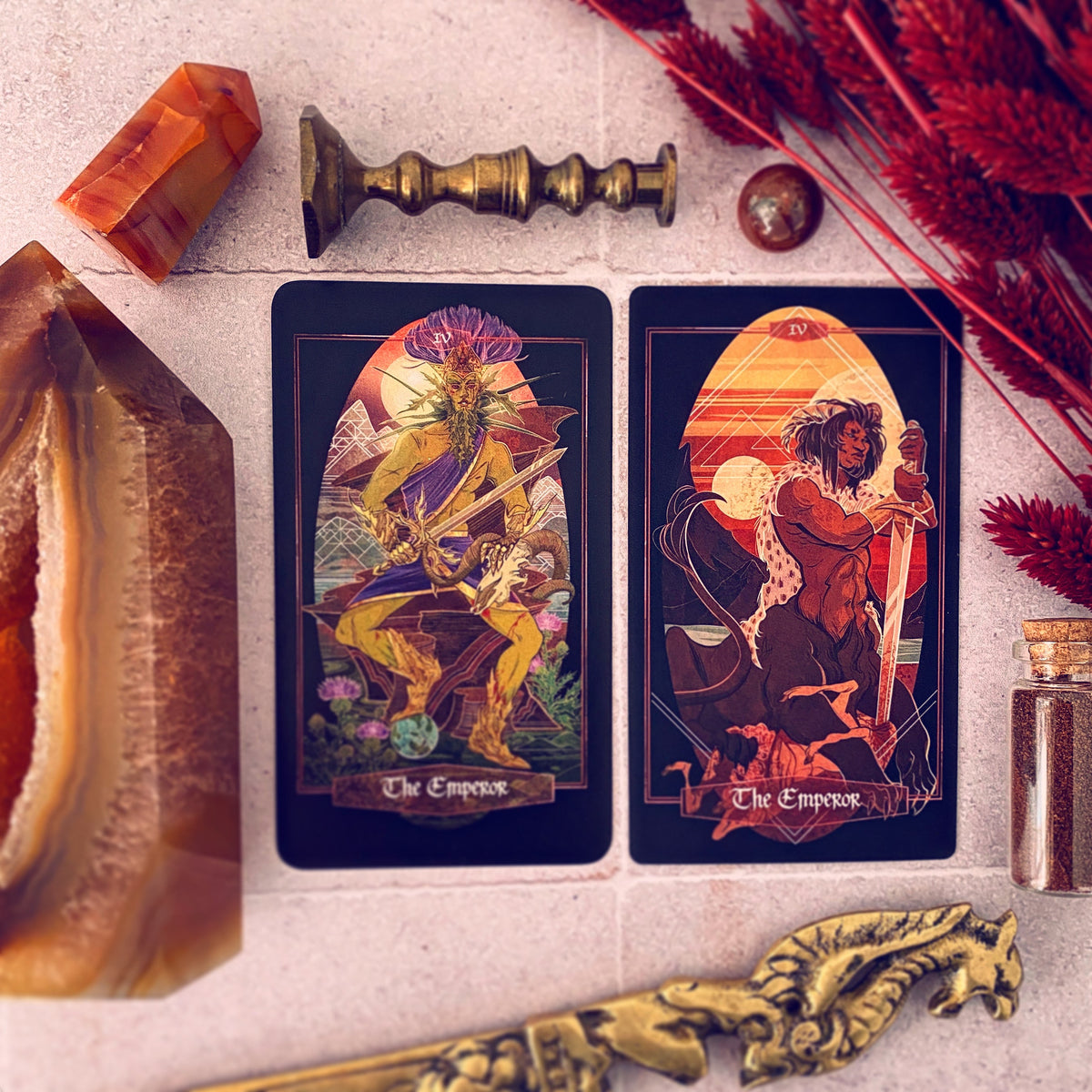 Children of Ostara Tarot Deck & Book Set Black Edition – Award-Winning 78-Card Botanical Tarot