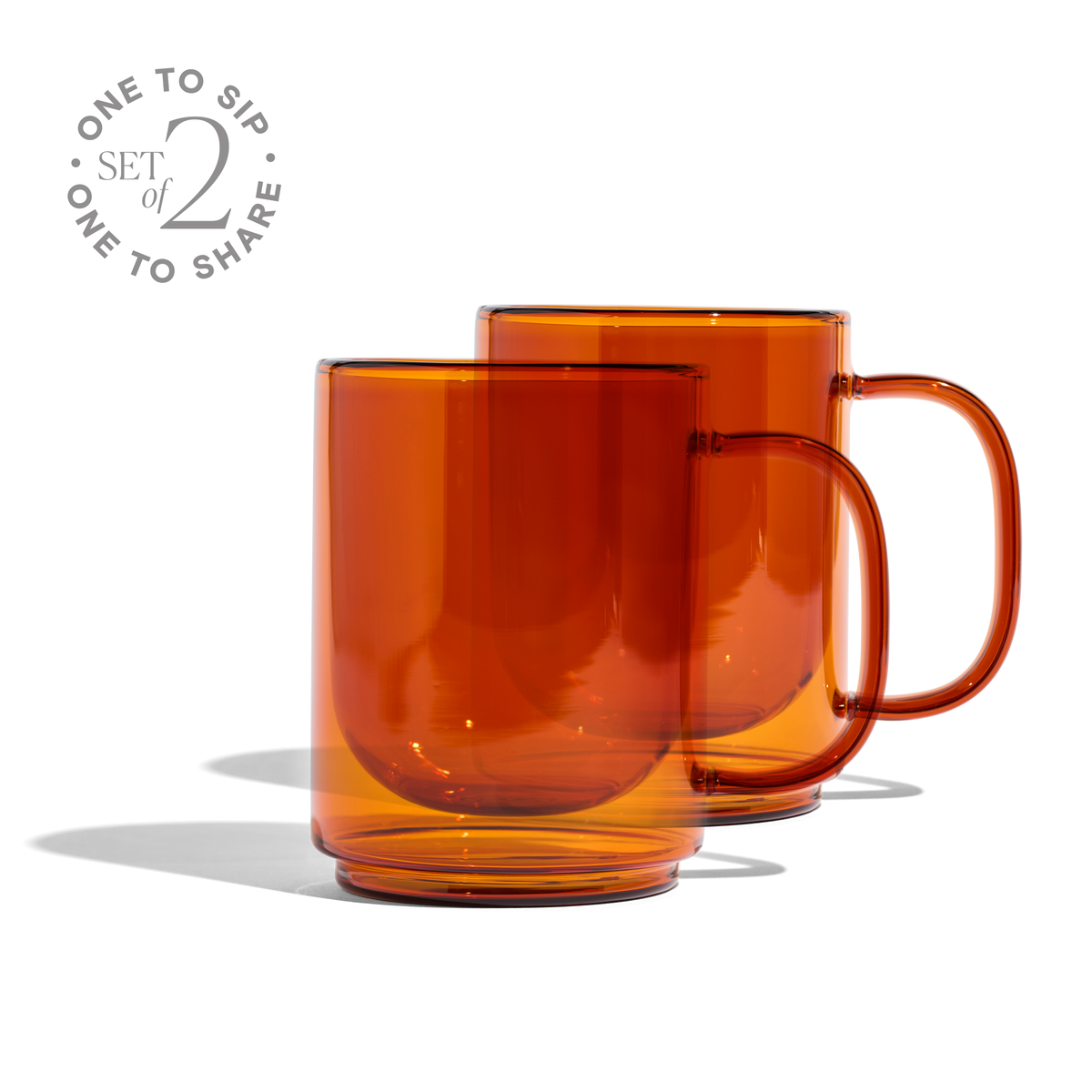 Cove 12oz Glass Mug - Set of 2 - Amber