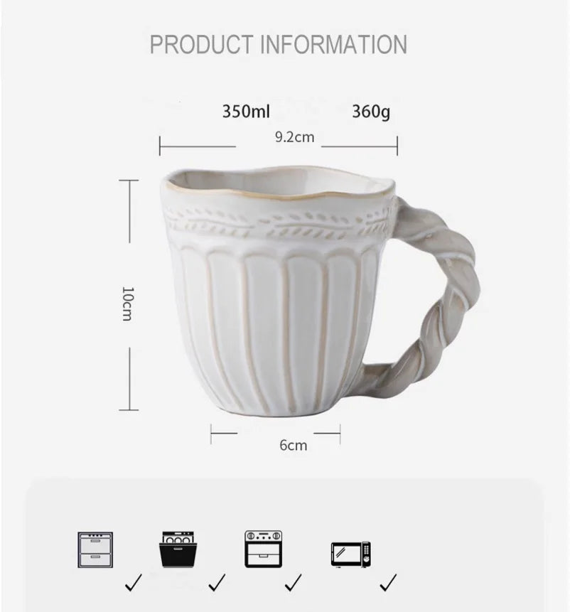 Handmade Decorative Ceramic Coffee Tea Mug 12 oz