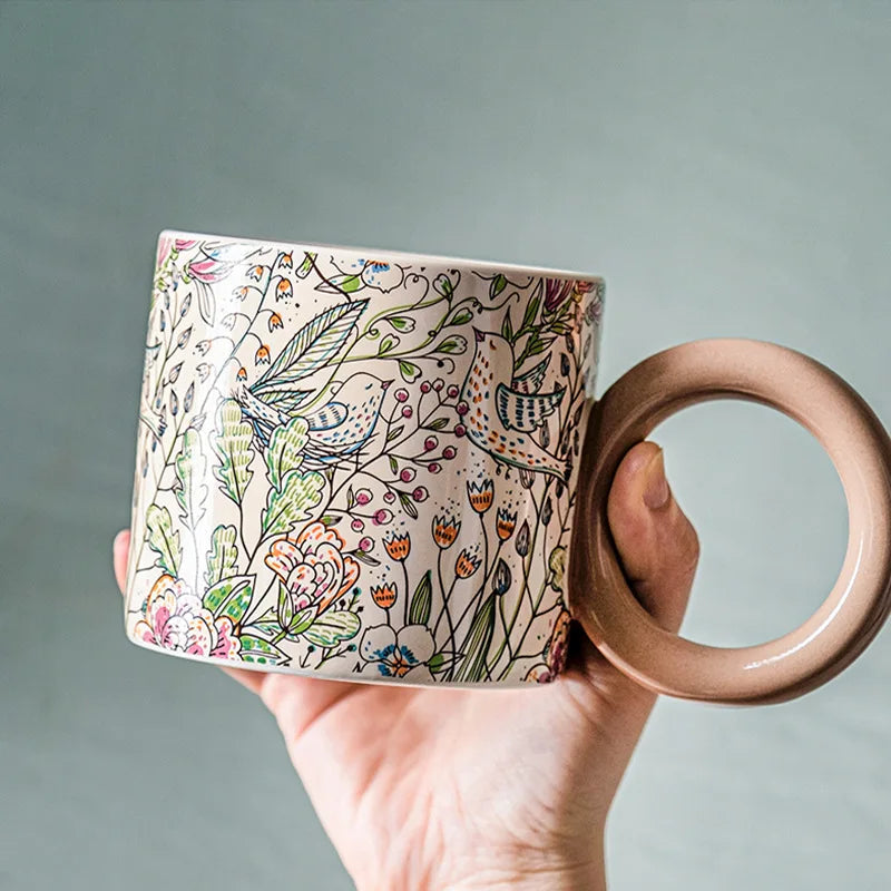 Ceramic Painted Coffee Tea Mug 12 oz