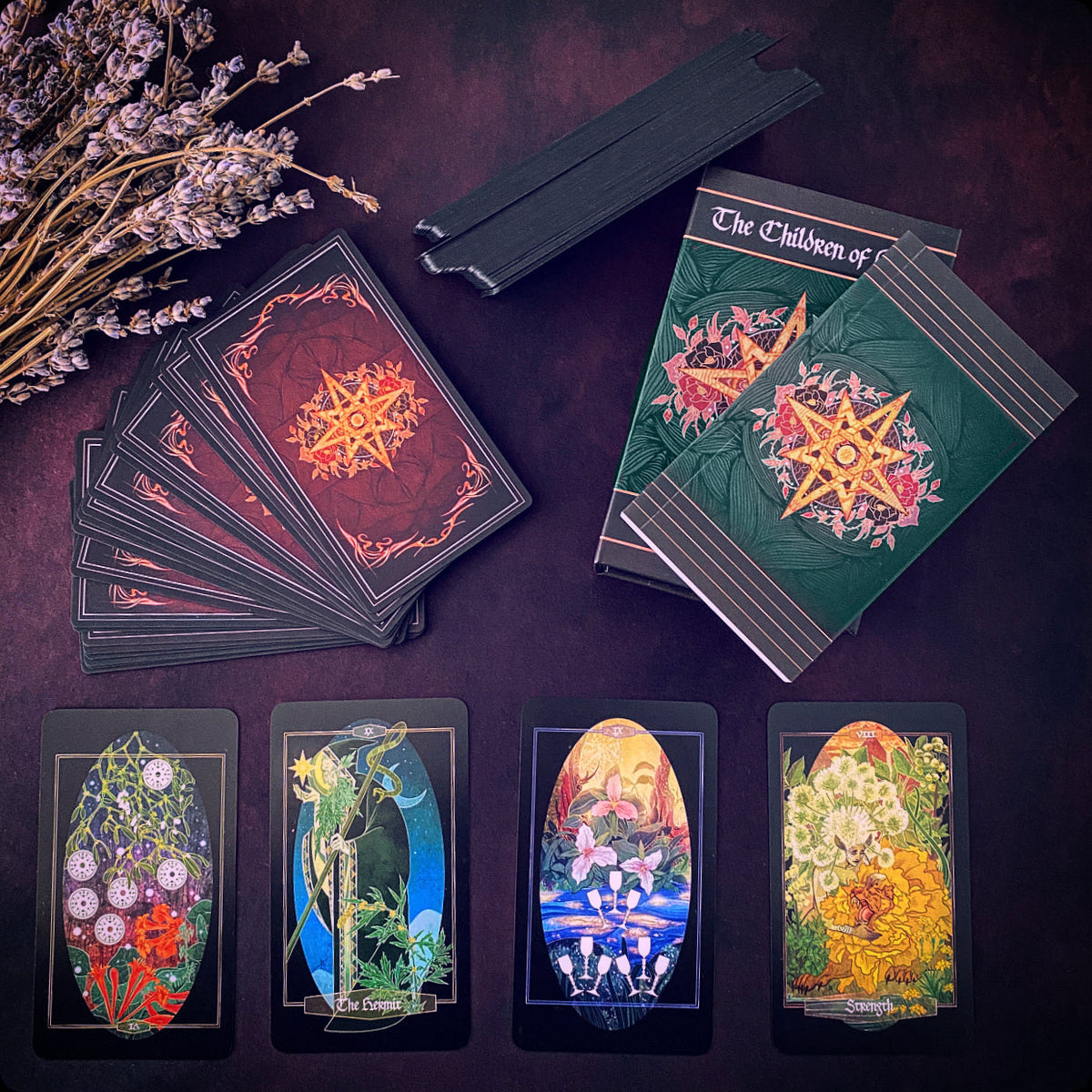 Children of Ostara Tarot Deck & Book Set Black Edition – Award-Winning 78-Card Botanical Tarot