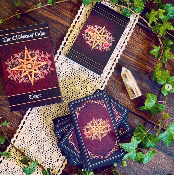 Children of Litha Tarot Deck & Book Set Black Edition – 78-Card Animal Kingdom Botanical Tarot