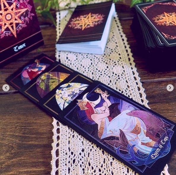 Children of Litha Tarot Deck & Book Set Black Edition – 78-Card Animal Kingdom Botanical Tarot