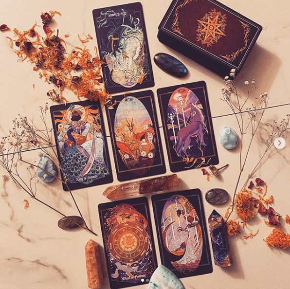 Children of Litha Tarot Deck & Book Set Black Edition – 78-Card Animal Kingdom Botanical Tarot