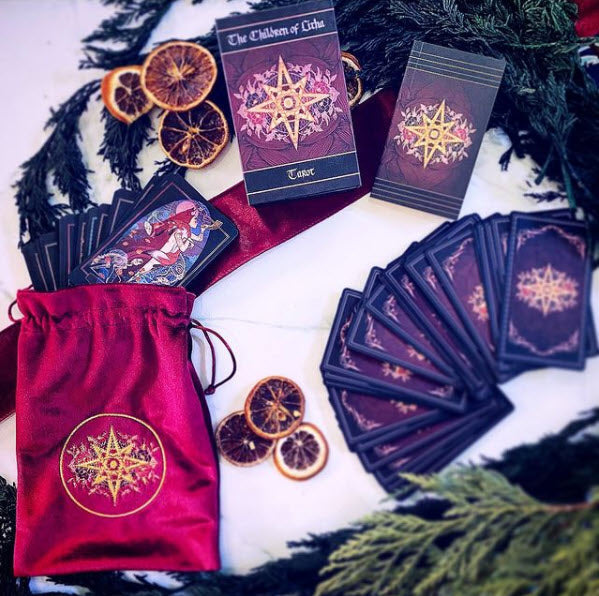 Children of Litha Tarot Deck & Book Set Black Edition – 78-Card Animal Kingdom Botanical Tarot