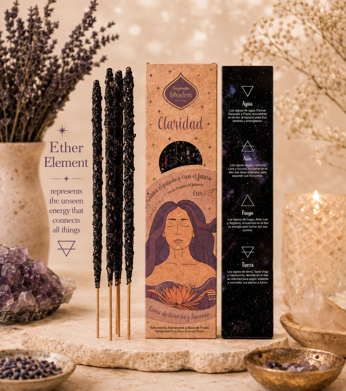 Elements Incense Collection – Earth, Air, Fire & Water Elemental Incense Sticks Set for Ritual