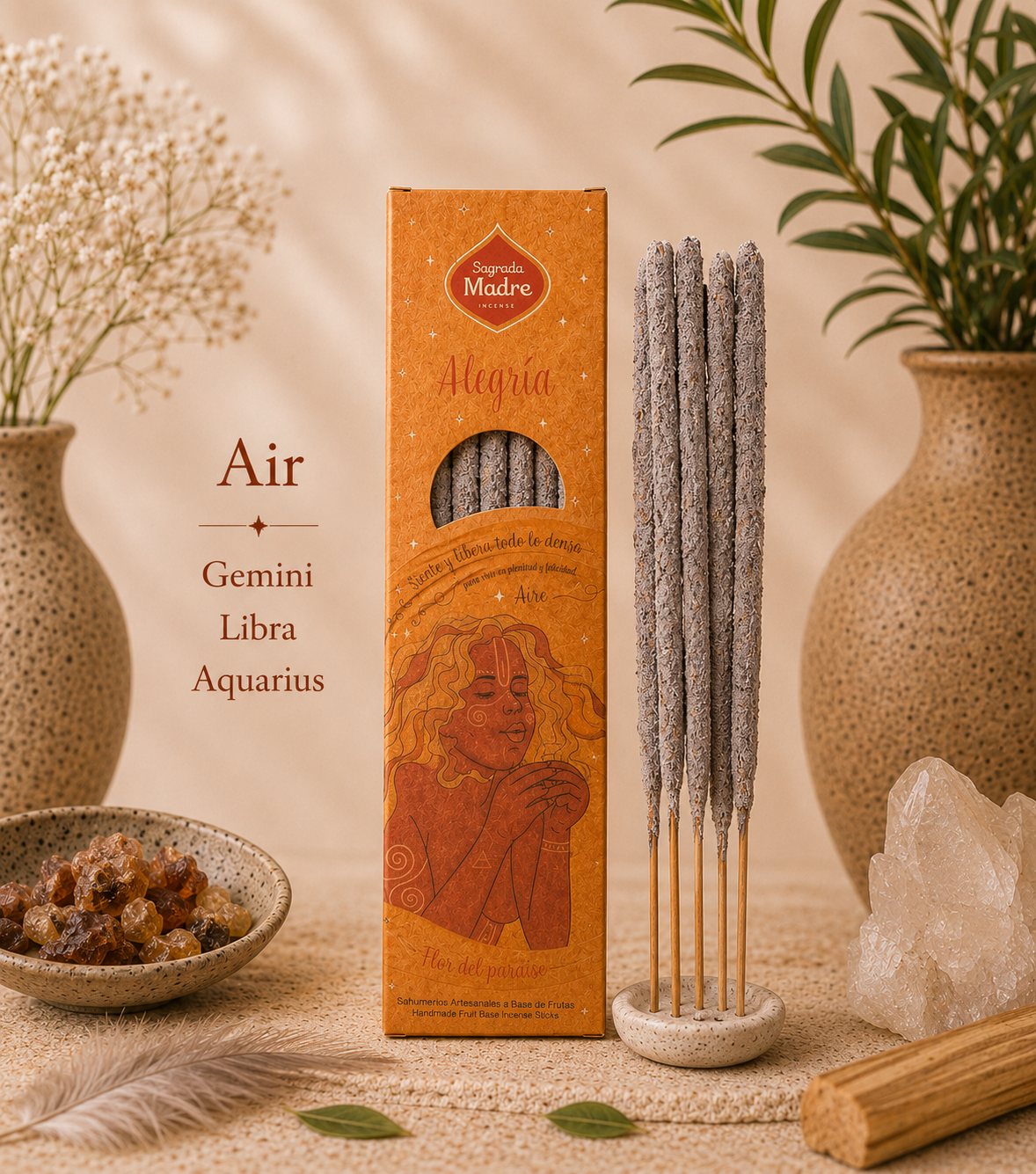 Elements Incense Collection – Earth, Air, Fire & Water Elemental Incense Sticks Set for Ritual