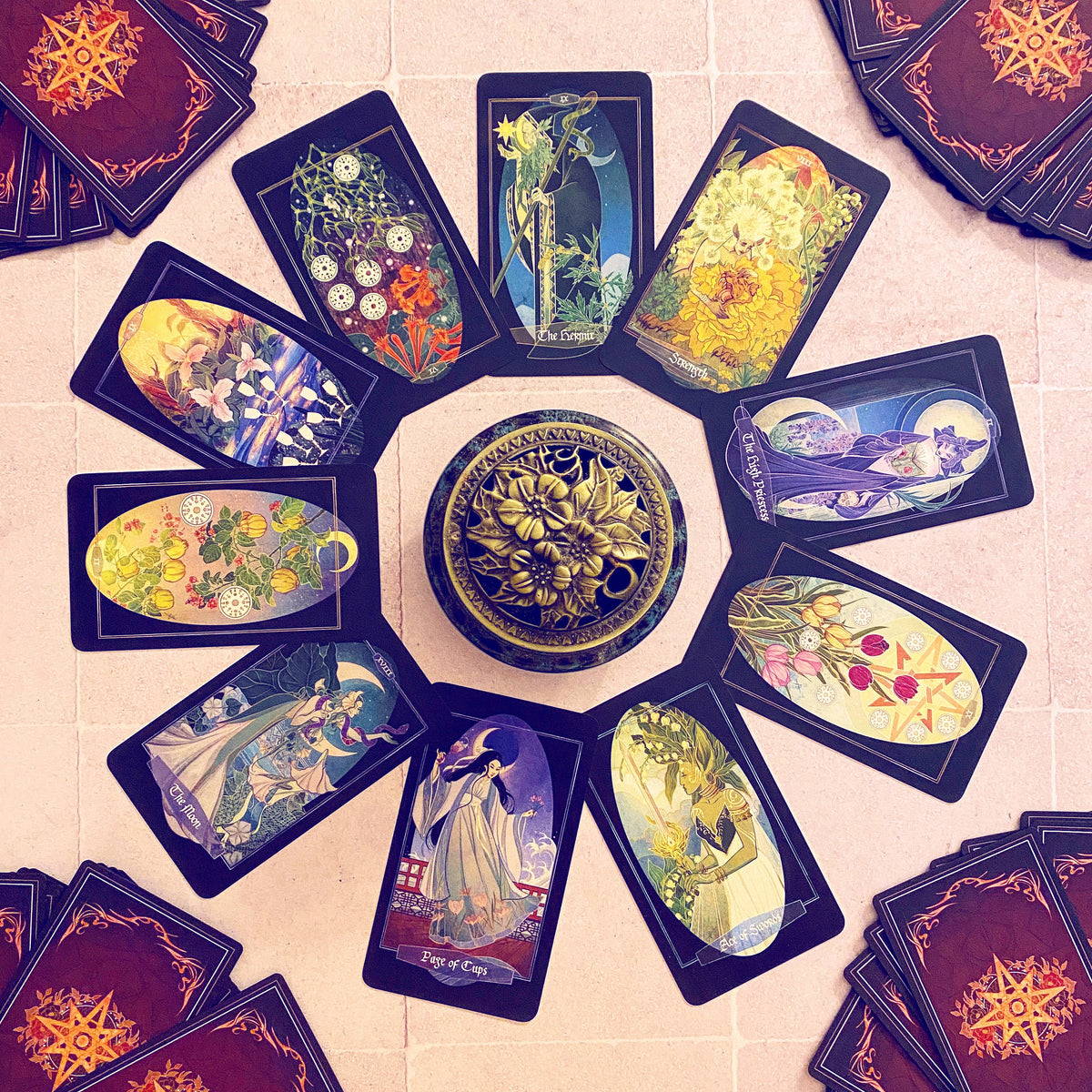Children of Ostara Tarot Deck & Book Set Limited Gold Edition – Award-Winning 78-Card Botanical Tarot