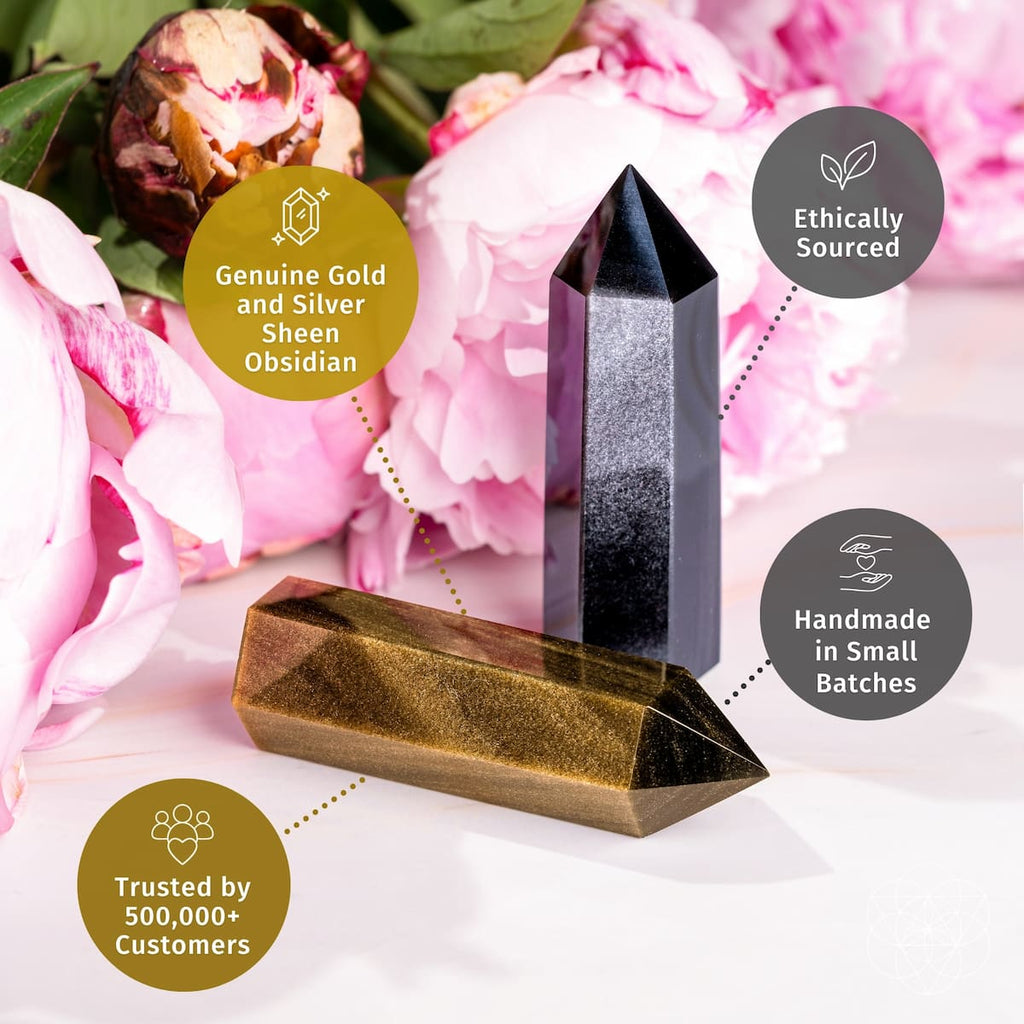Gold & Silver Sheen Obsidian Points