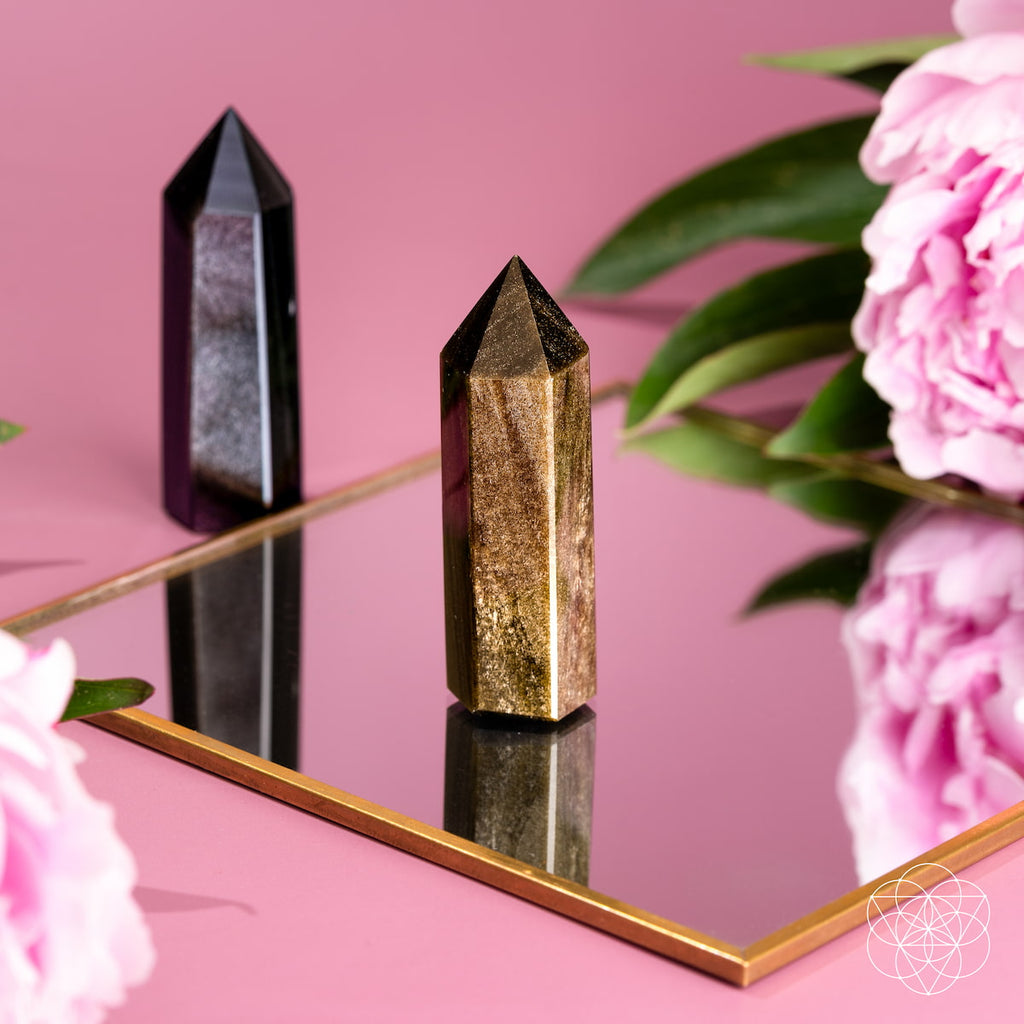 Gold & Silver Sheen Obsidian Points