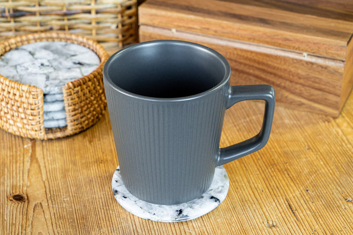 Minimalist Matte Mug | Modern Ceramic Cup | Ribbed Coffee Drinkware