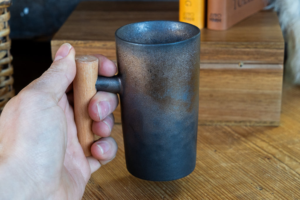 Industrial-Chic Mug with Wooden Handle