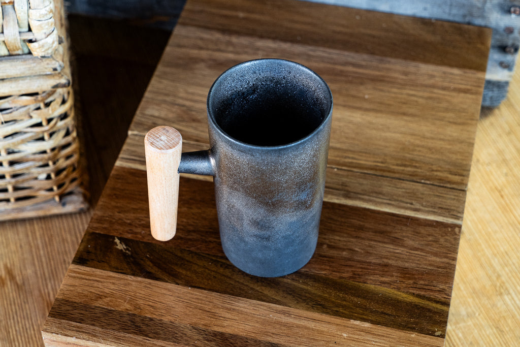 Industrial-Chic Mug with Wooden Handle