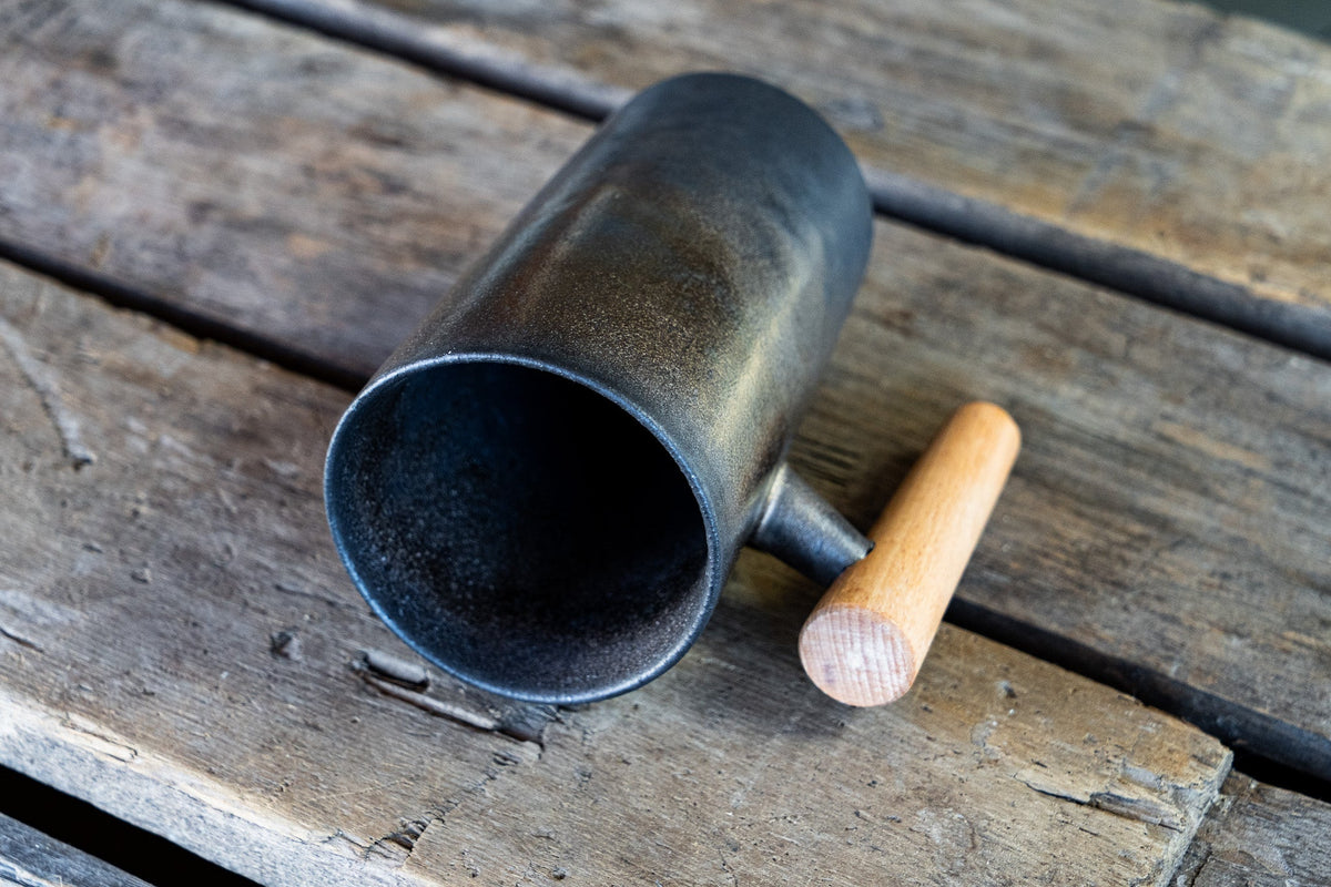 Industrial-Chic Mug with Wooden Handle