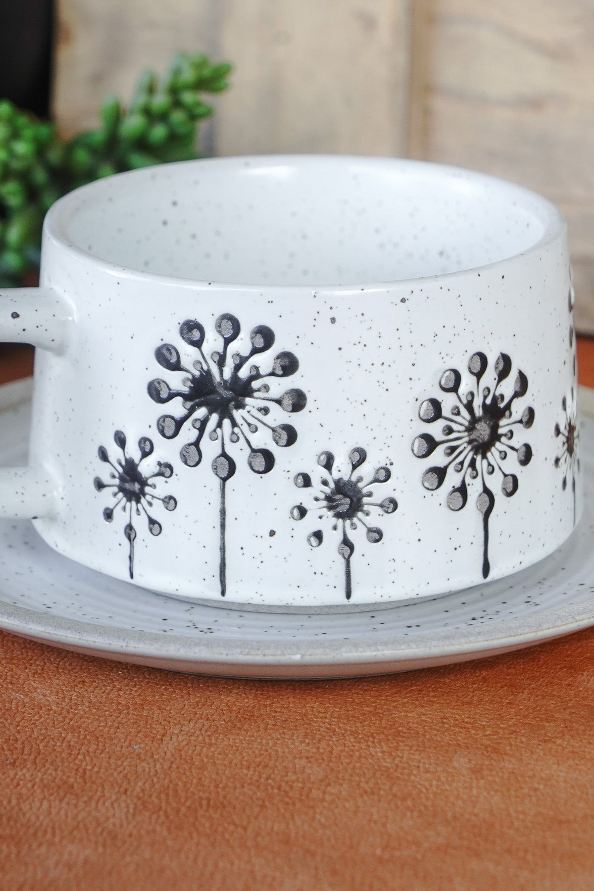 Cottagecore Embossed Mug Set | Silver Metallic Floral Design
