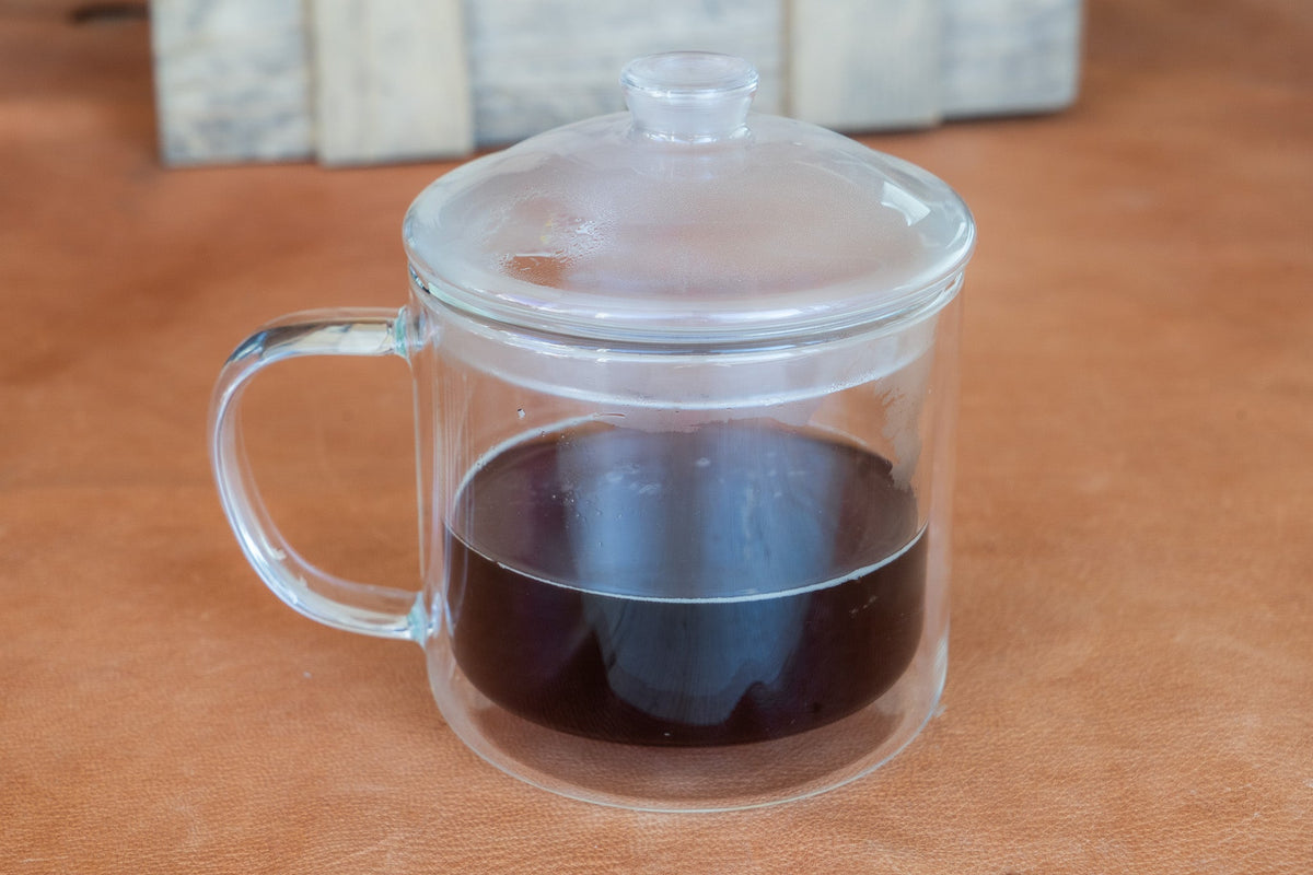 Traditional Double Walled Glass Mug with Lid