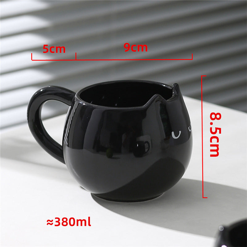 Black Cat - Hand-painted Coffee Tea Mug 12 oz
