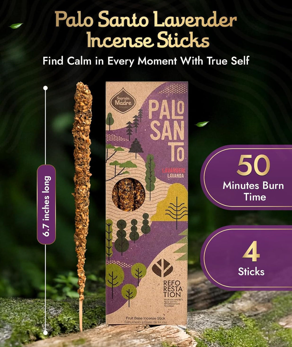 Lavender Palo Santo Incense Sticks – Calming Sacred Wood Incense for Relaxation