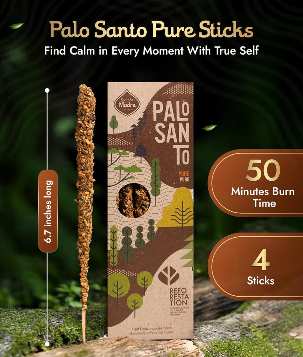Pure Palo Santo Incense Sticks – Sustainably Sourced Sacred Wood Incense for Cleansing & Ritual