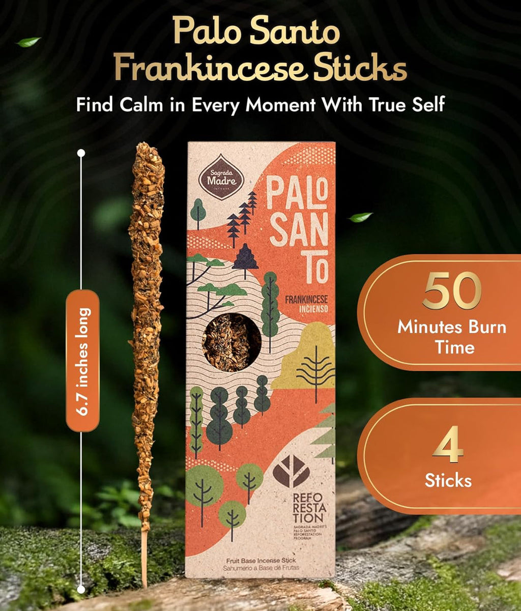 Frankincense Palo Santo Incense Sticks – Sacred Resin & Wood Incense for Cleansing & Spiritual Practice