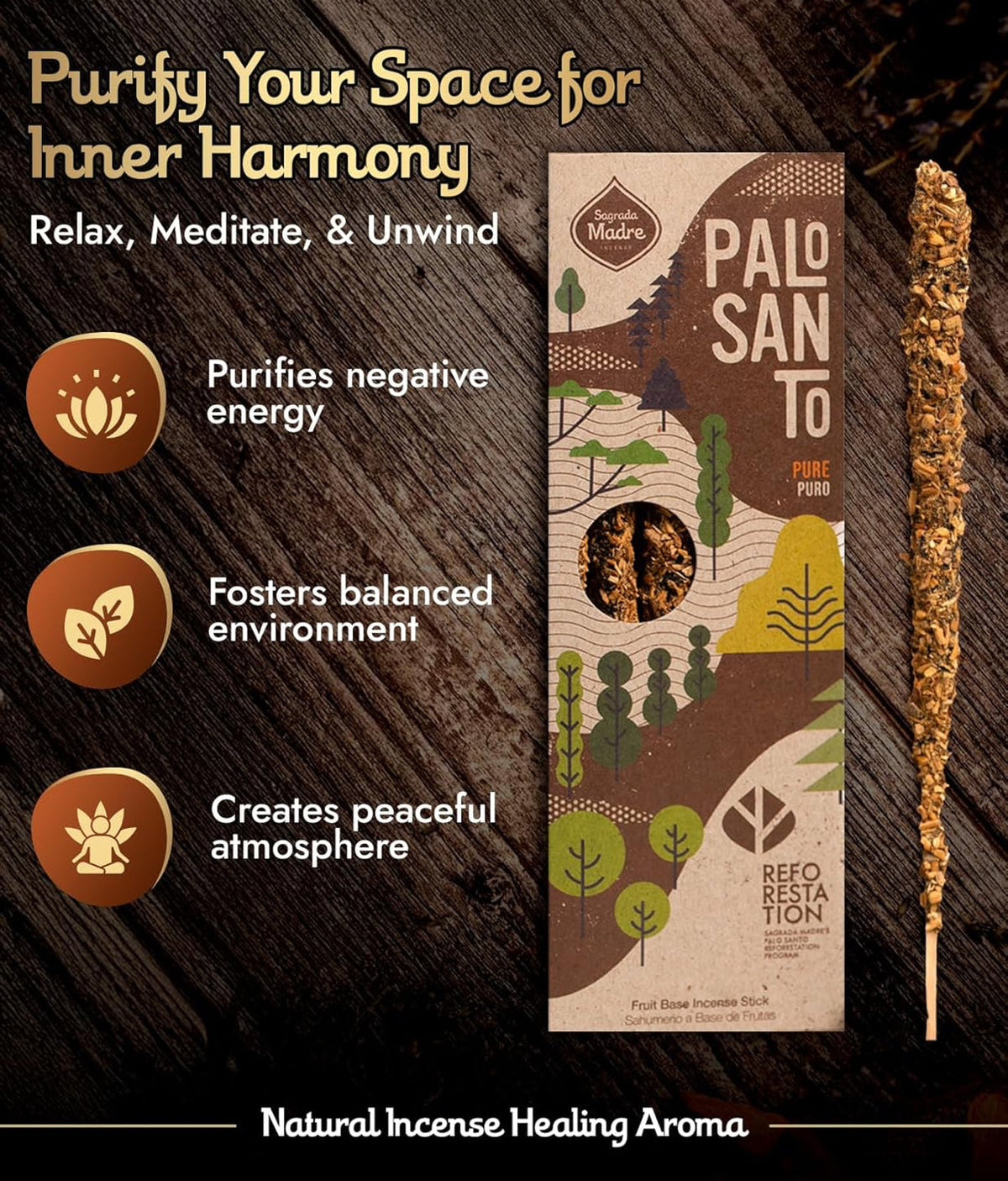 Pure Palo Santo Incense Sticks – Sustainably Sourced Sacred Wood Incense for Cleansing & Ritual
