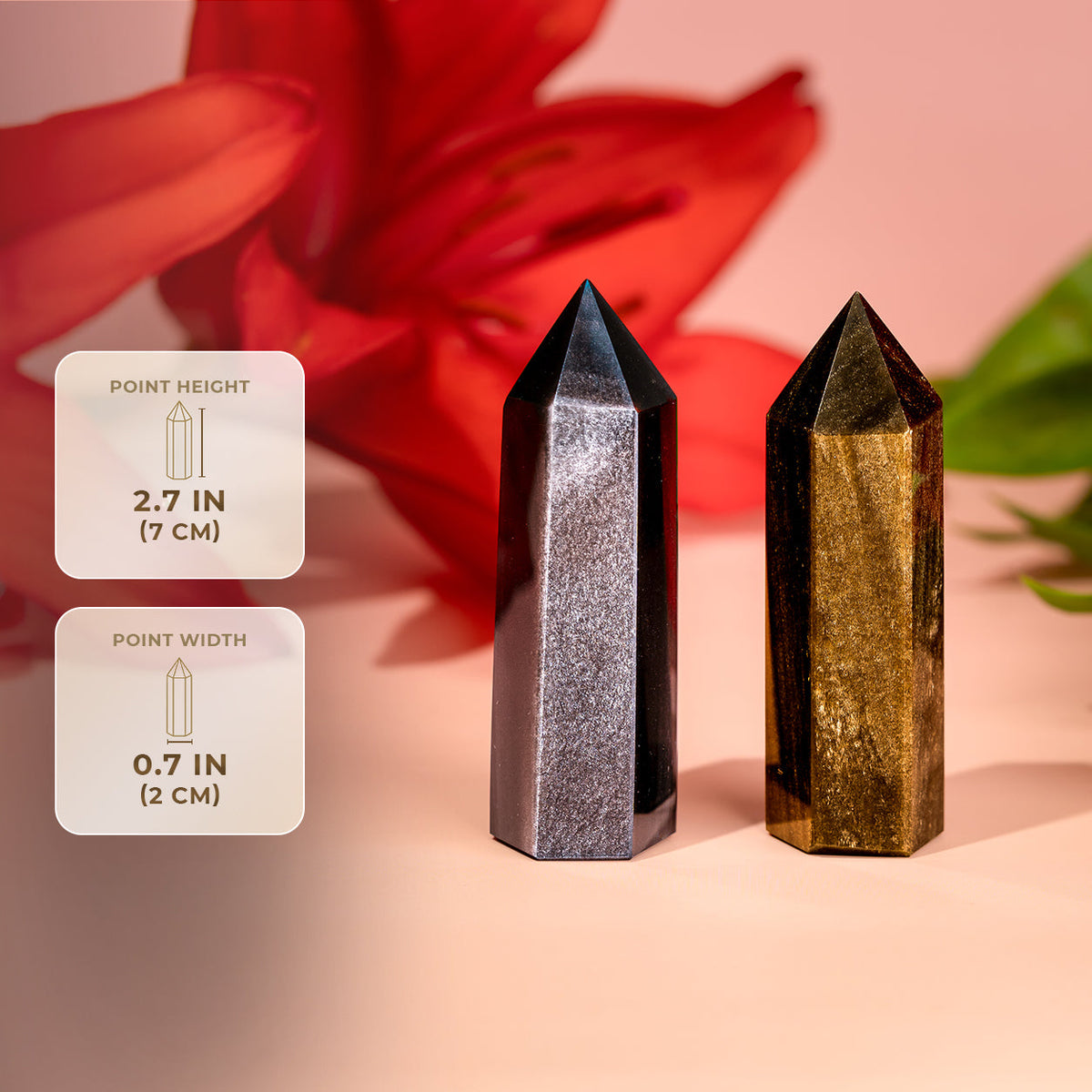 Gold & Silver Sheen Obsidian Points