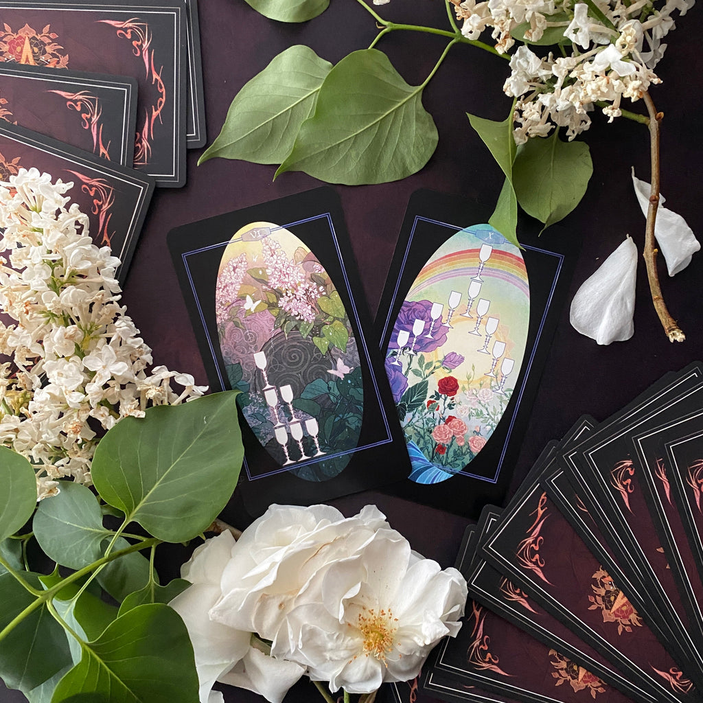 Children of Ostara Tarot Deck & Book Set Black Edition – Award-Winning 78-Card Botanical Tarot
