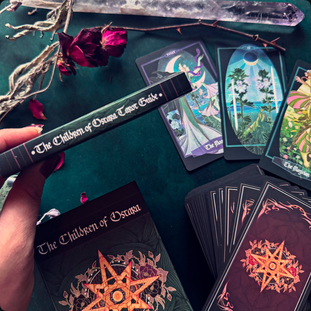 Children of Ostara Tarot Deck & Book Set Black Edition – Award-Winning 78-Card Botanical Tarot