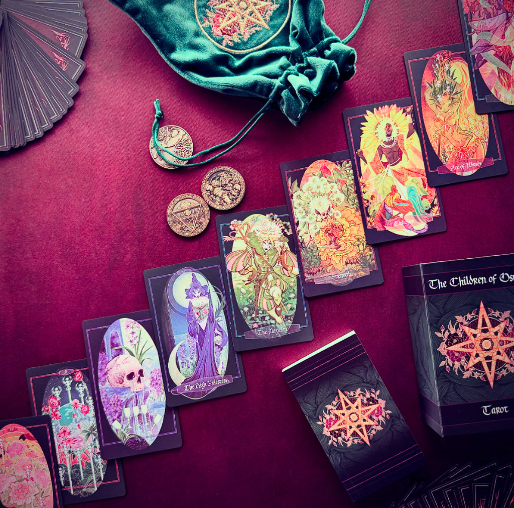 Children of Ostara Tarot Deck & Book Set Black Edition – Award-Winning 78-Card Botanical Tarot