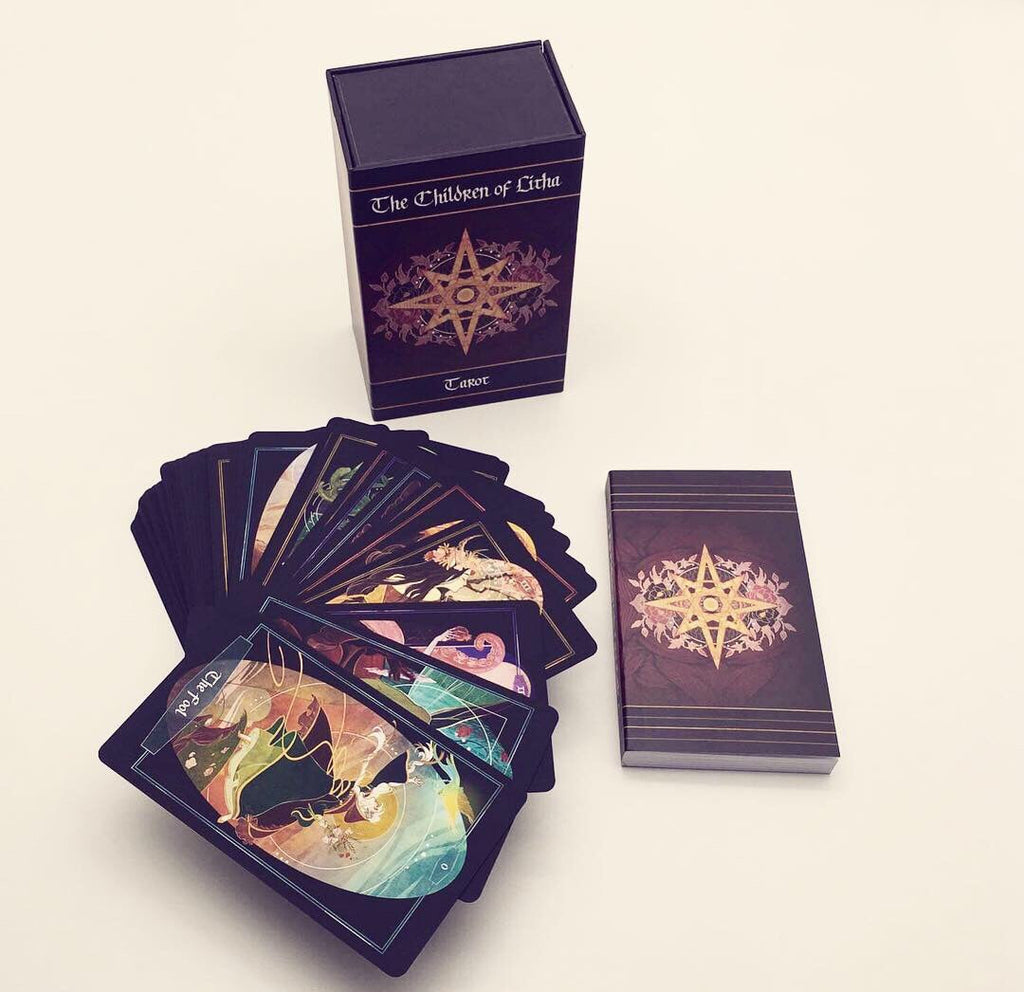 Children of Litha Tarot Deck & Book Set Black Edition – 78-Card Animal Kingdom Botanical Tarot