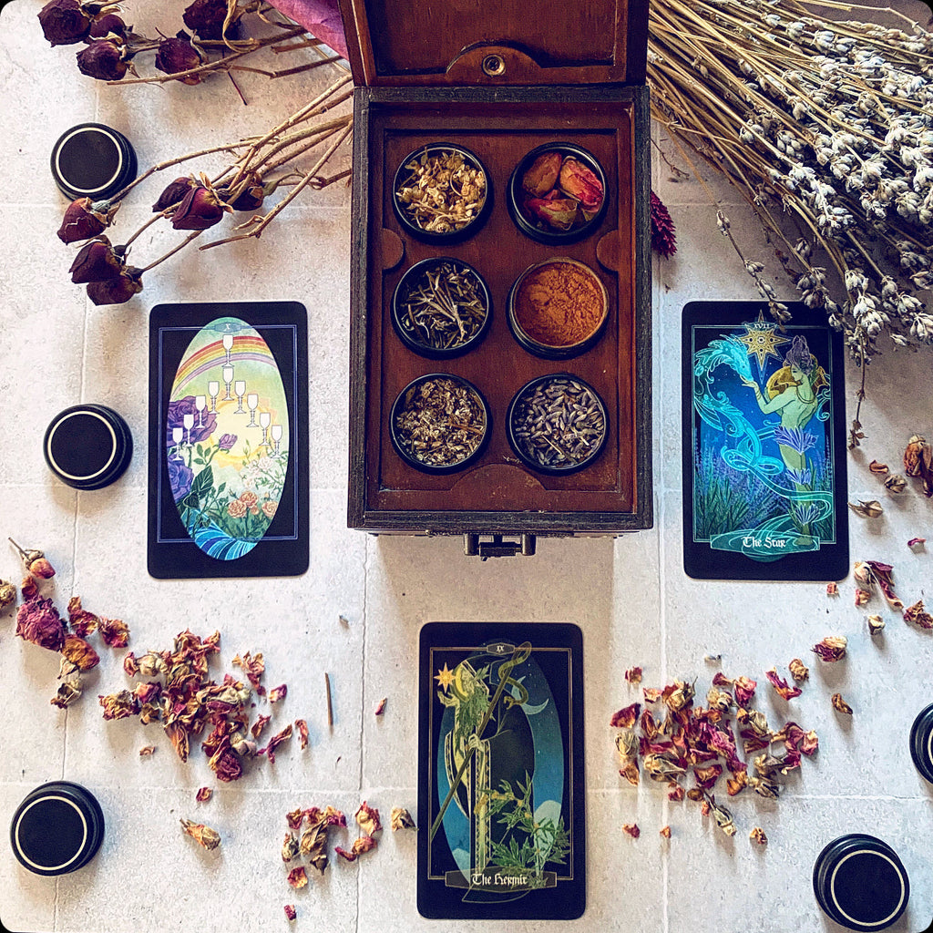 Children of Ostara Tarot Deck & Book Set Black Edition – Award-Winning 78-Card Botanical Tarot
