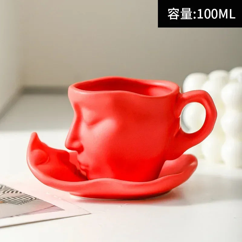 Face Art Ceramic Tea Coffee Cup 3 oz