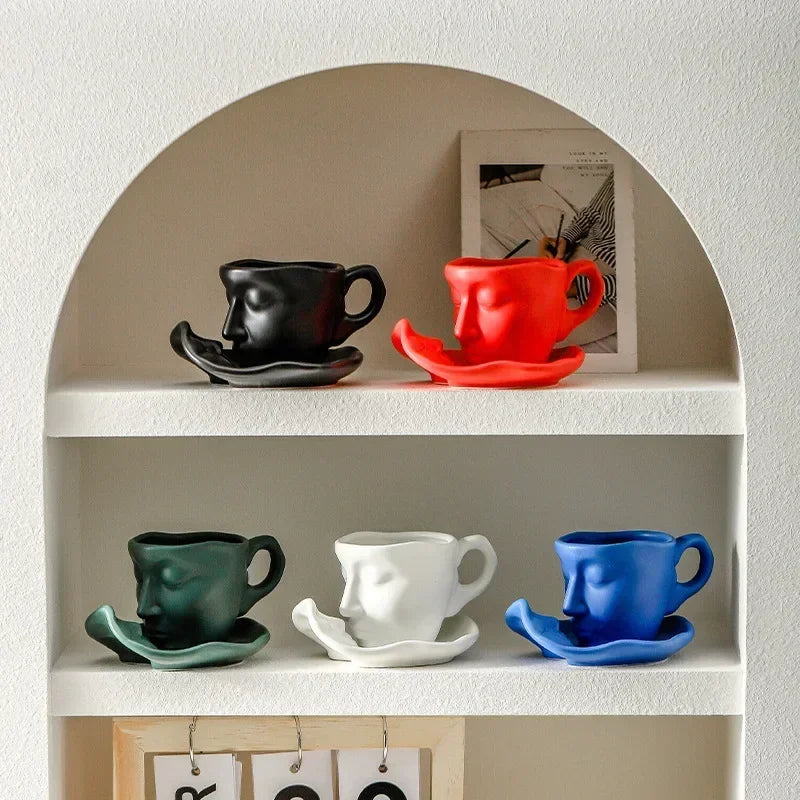 Face Art Ceramic Tea Coffee Cup 3 oz