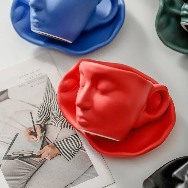 Face Art Ceramic Tea Coffee Cup 3 oz
