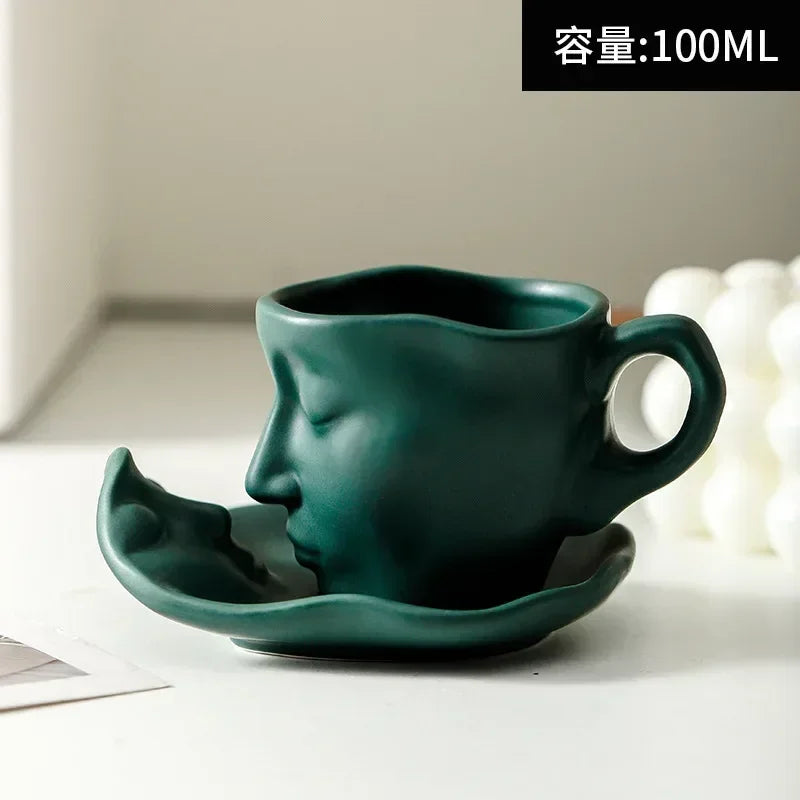 Face Art Ceramic Tea Coffee Cup 3 oz