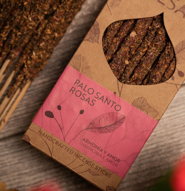 Rose Palo Santo Incense Sticks 30-Pack – Floral & Sacred Wood Incense for Cleansing & Ritual
