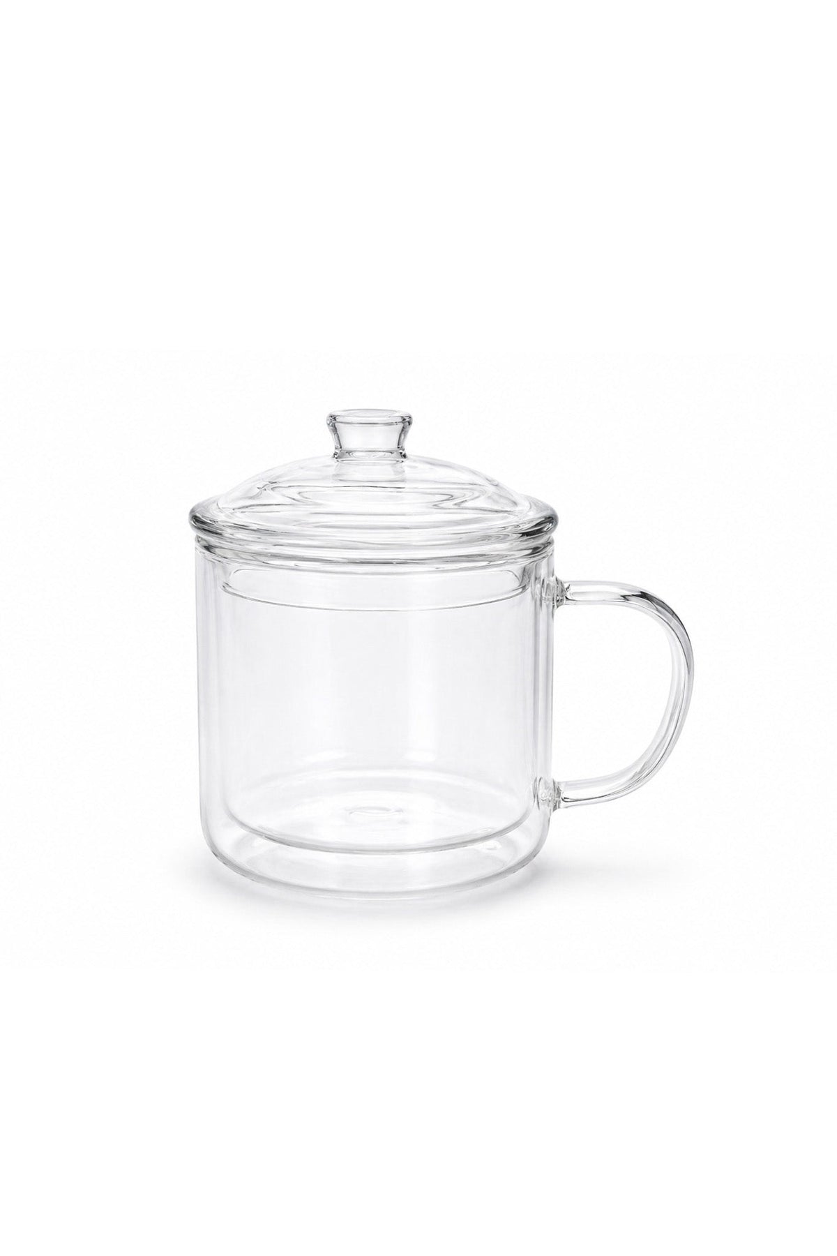 Traditional Double Walled Glass Mug with Lid