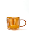 Double Walled Glass Tea / Coffee Mug - Vintage Amber
