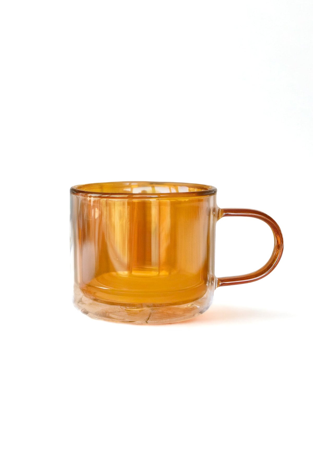 Double Walled Glass Tea / Coffee Mug - Vintage Amber