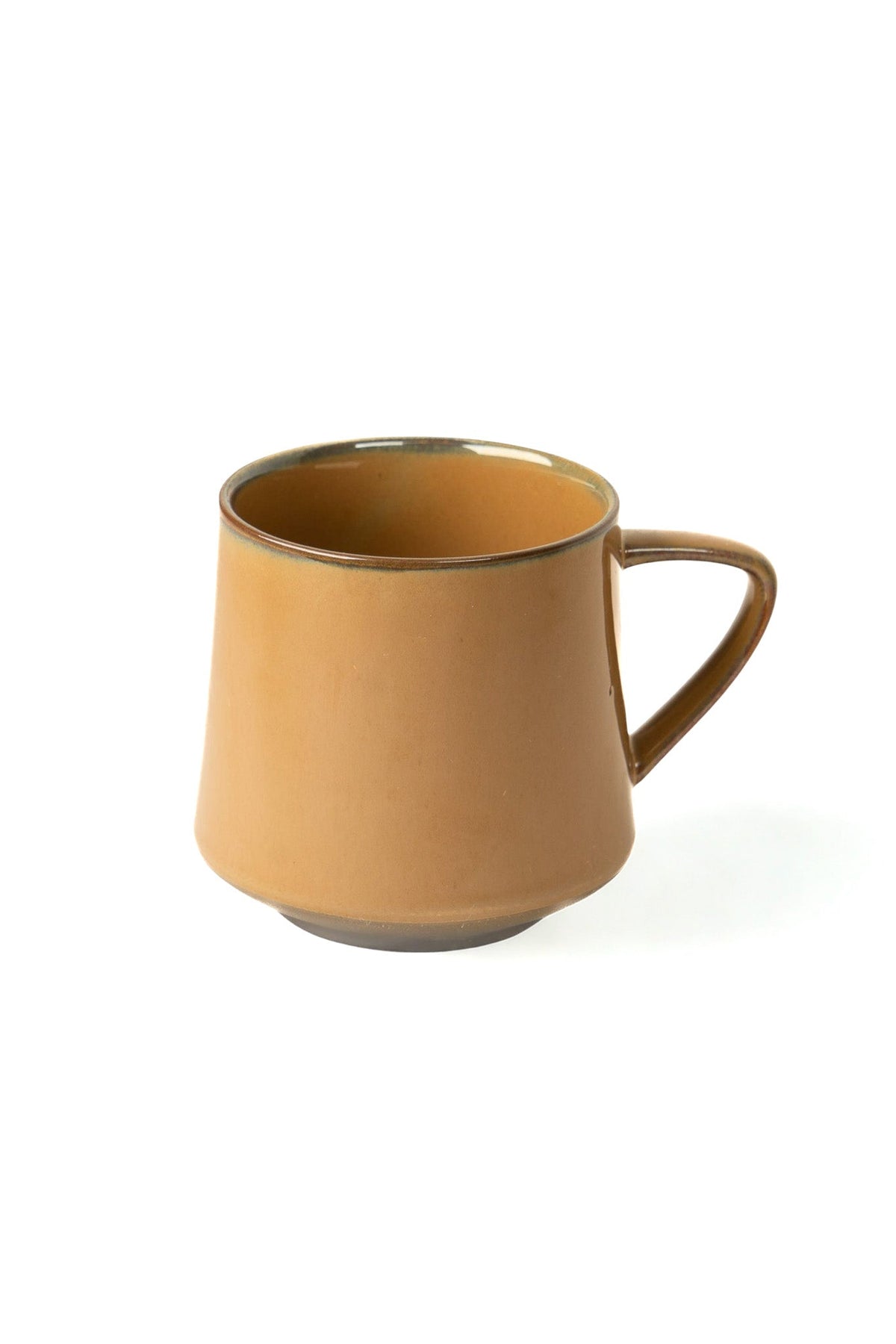 Tan and Olive Colored Dip Glazed Ceramic Mug