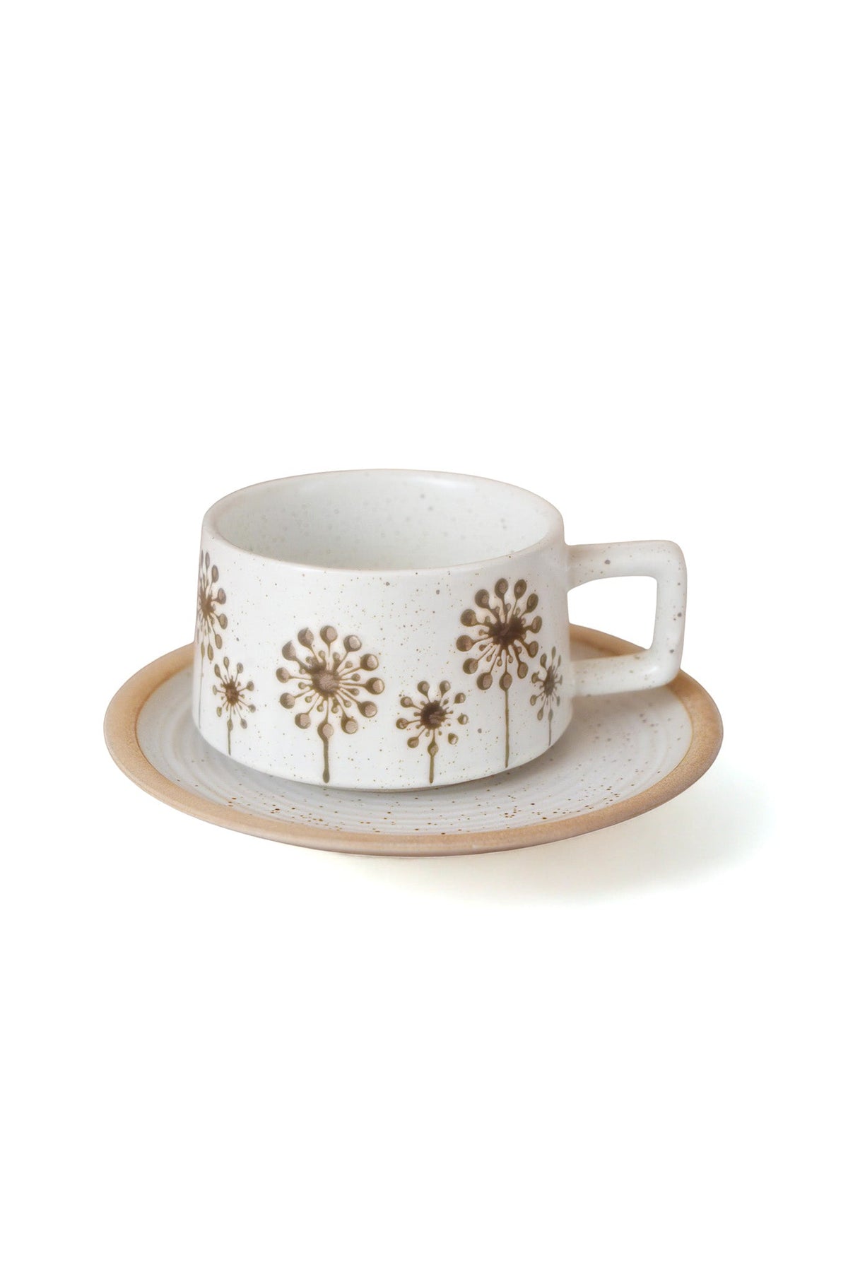 Cottagecore Embossed Mug Set | Silver Metallic Floral Design