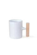 Modern White Glaze Mug With Wooden Handle