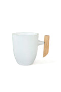 Minimalist Curved Ceramic Mug with Wooden Handle